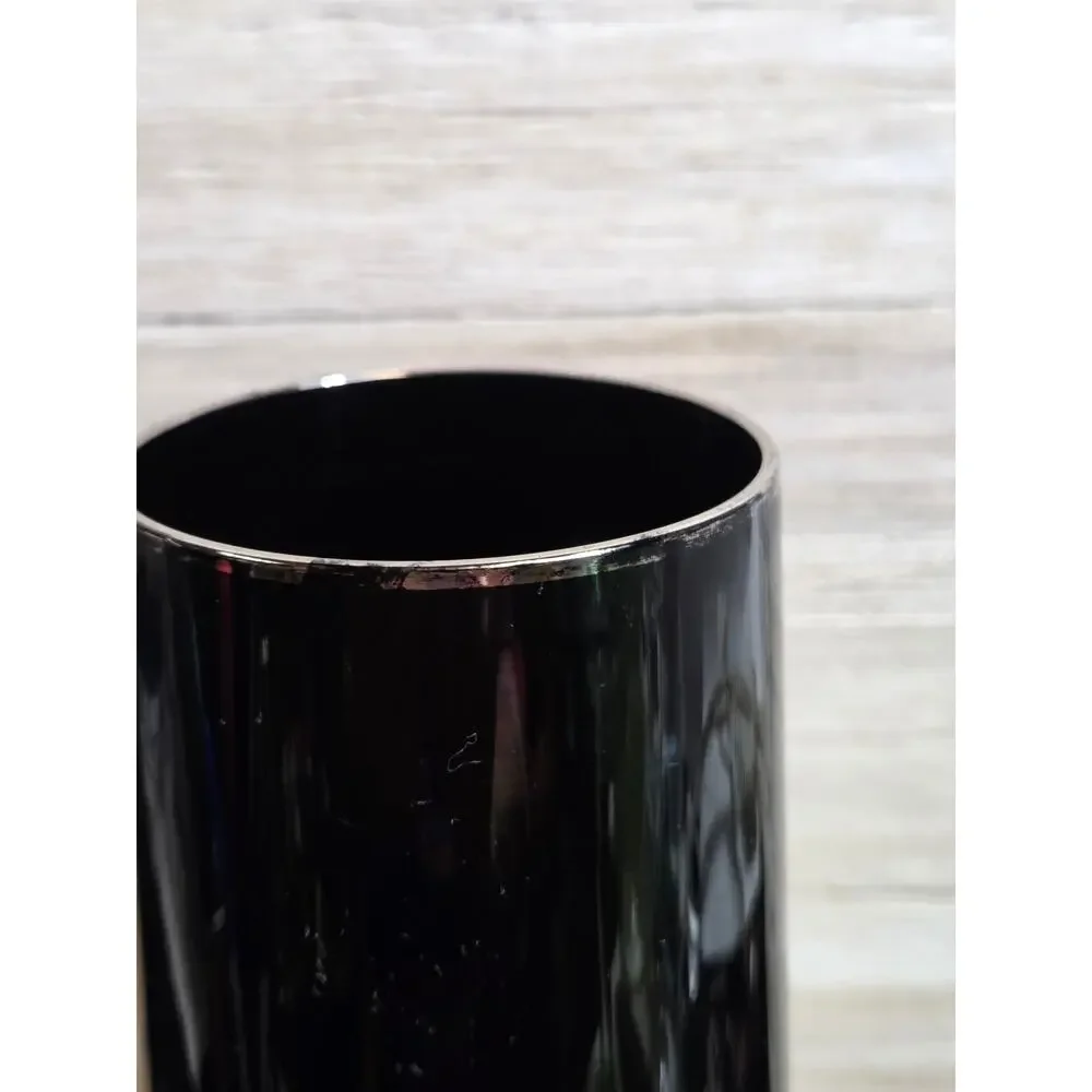 Vintage Lenox Venture Black Wine Glass Platinum Rim 6 1/4